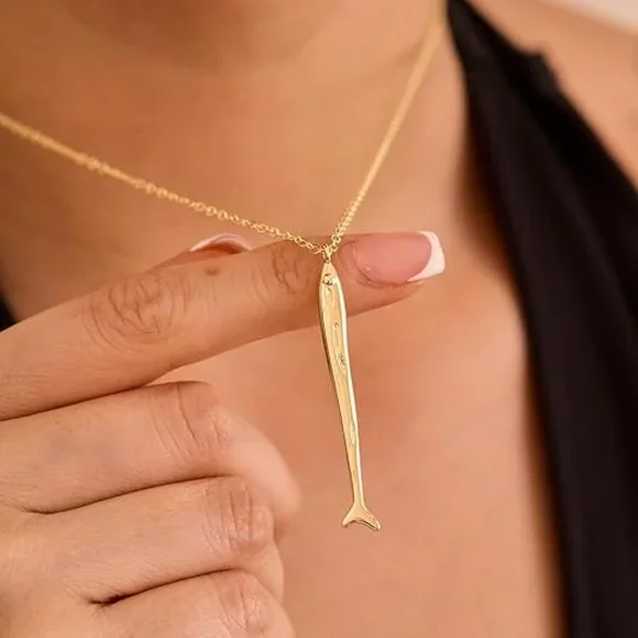 Neiman Marcus 14K Gold-Plated Fish Pendant Necklace - Picture 2 of 4